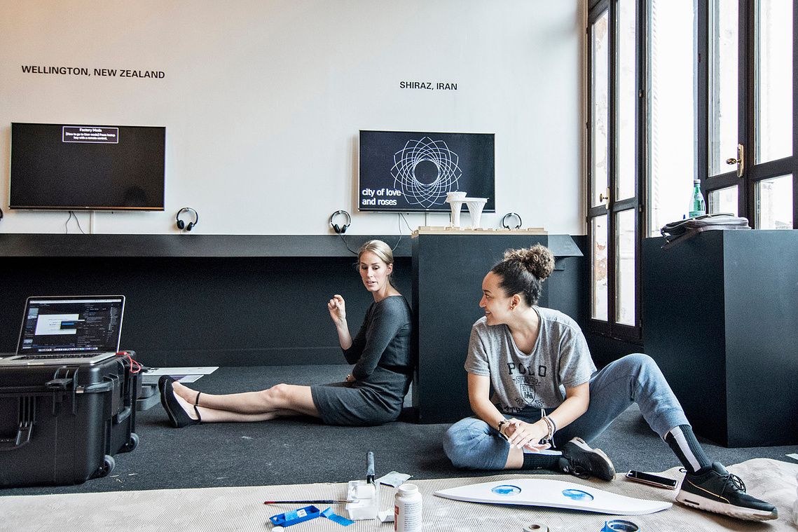 Setting up the exhibition